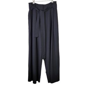 Flying Tomato Wide Leg Flowy Pants HIgh Waist Sash Black L NEW